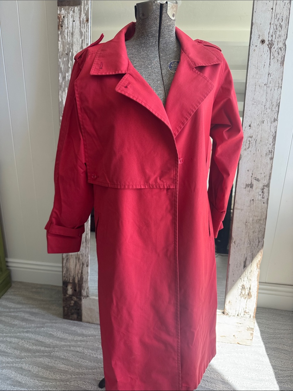 London Fog Vibrant Red Trench Coat